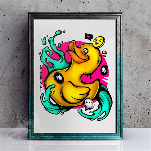 Rubber Ducky - Color Art Print - Etsy
