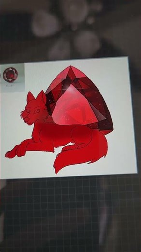 Drawing Red Garnet Gemstone Wolf Character