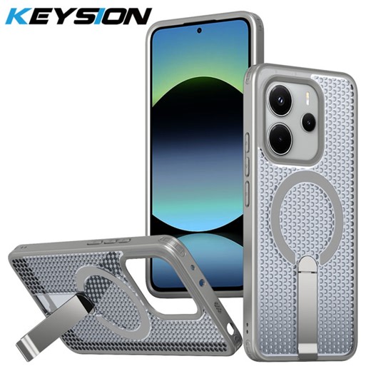 KEYSION Hollow Heat Dissipation Magnetic Case for Redmi Note 14 5G Cooling Stand Shockproof Phone Back Cover for Redmi Note 14 5G | Lazada PH