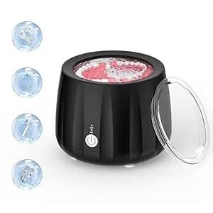 Ultrasonic Retainer Cleaner Machine.220ML Portable Denture Ultrasonic Cleaning Pod for Mouth Guard,Invisalign,Aligner.Professional Ultrasonic Cleaner for Jewelry and Ring.2 Clean Modes(Black)