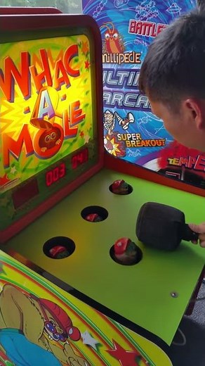 Breaking High Score on Whack-a-mole at company carnival event.