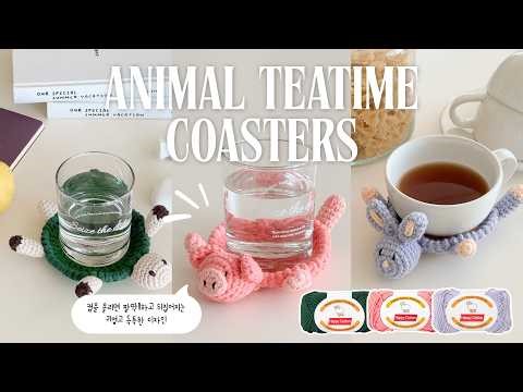 [Part 1] A Small Zoo on My Dining Table 🐾 Making Animal Teatime Coasters 🐢🐷🐰