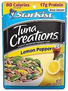 StarKist Tuna Creations Lemon Pepper Pouch (2.6 oz - 1 Pack) Wild Caught, 16g Protein Per Serving, Shelf Stable Seafood, Gluten Free, Soy Free, No Draining, Ready to Eat for Salads and Sandwiches