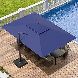 Amazon.com : Jentafix 9x12 FT Patio Umbrella with base, Large Cantilever Rectangular Double Top Heavy Duty Offset Umbrellas with 360° Rotation, Outdoor shade for Garden Deck Pool, Navy : Patio, Lawn & Garden