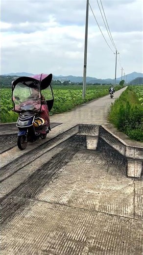 3D Optical Illusion That Looks Like a Real Bridge #3d #3dart #3dstreetart