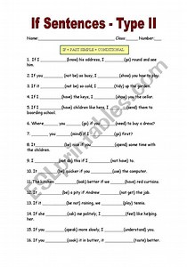 If Sentences - Type II  IF + PAST SIMPLE + CONDITIONAL  If I _ ... | Filo