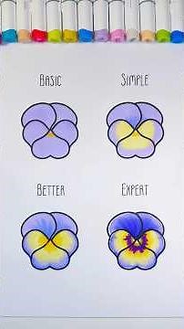 Basic to Expert Pansy Coloring 🌸 Alcohol Marker Blending Tutorial #coloring #art #drawing