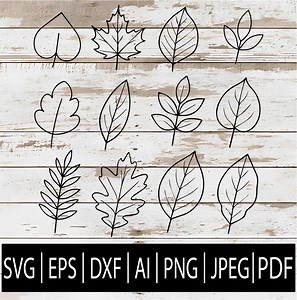 Leaf Leaves Outline SVG Bundle | Different Foliage Outline Designs Clipart for Cricut Sub Laser Cnc | Svg Eps Png Dxf Jpg Pdf Ai Download - Etsy