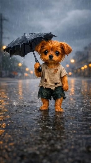 This Puppy Gave His Umbrella to a Baby Chick in the Rain 🥺🐶#PuppyEmotionHub #EmotionalPuppy
