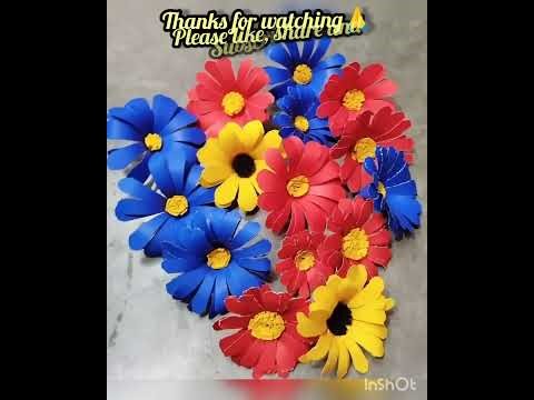 Flower making# beautiful flowers for bulletin board# diy# decoration# craft work#