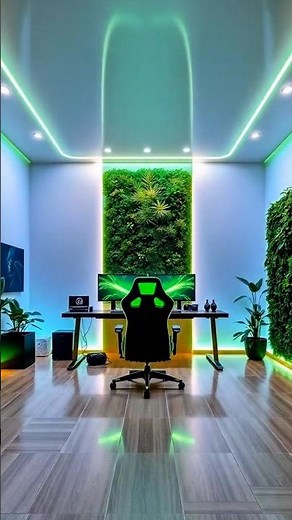Biophilic Neon Gaming Studio Setup 🌿🎮 | Nature Inspired RGB Room Design Neon Gaming Studio