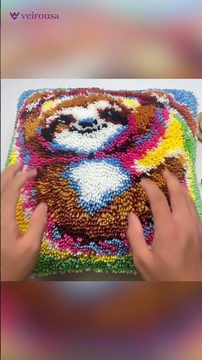 Veirousa® Happy Sloth Latch Hook Pillow Cover Kit #diy #embroidery #latchhook #handmade