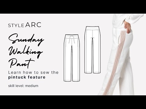 Style Arc | Sunday Walking Pant | Skill Builder | Wide Leg with Pintuck Panel