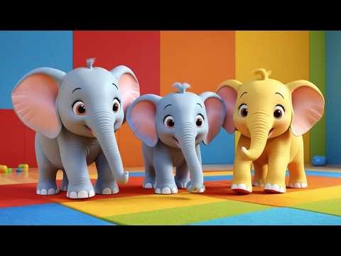 Three Little Toy Elephants Stomp Stomp Stomp 🐘 | Playroom Counting Song for Kids