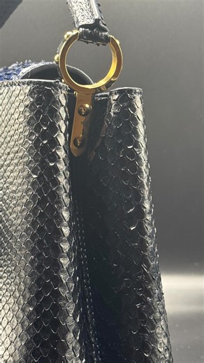 Runway Vintage | Louis Vuitton. Sac Capucine MM en python bleu et noir, bandoulière amovible et réglable, GHW. Dimensions : 31 x 20 x 11 cm, bandoulière :... | Instagram