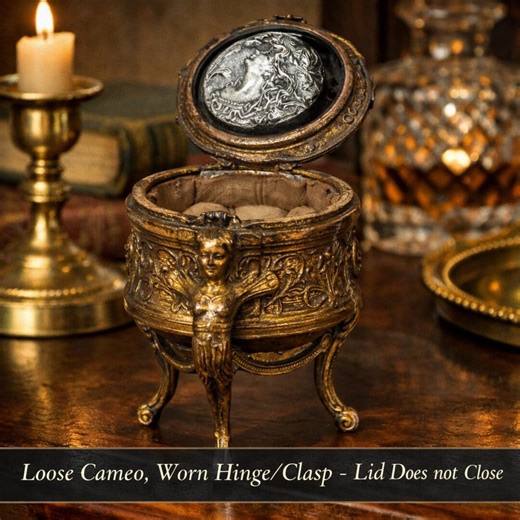 Antique French Jewelry Box on Legs – Napoleon III Casket With Lady Cameo – 19th Century Trinket Box - Etsy