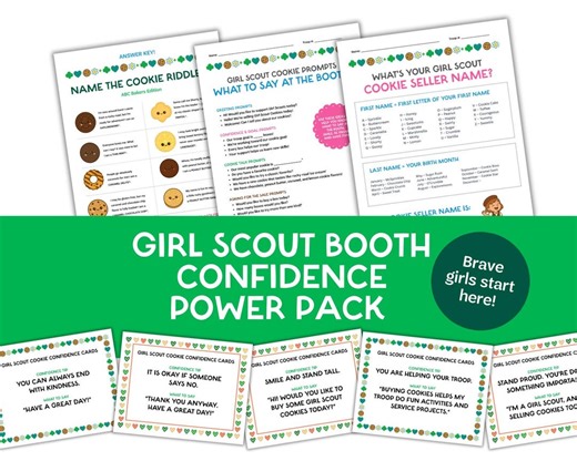 Girl Scout Cookie Booth Confidence Power Pack | Confidence Cards, Selling Prompt One-pager & Learning Games | Printable Pdfs - Etsy