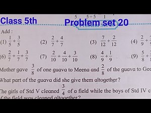 Problem set 20 class 5th maths | Fractions
