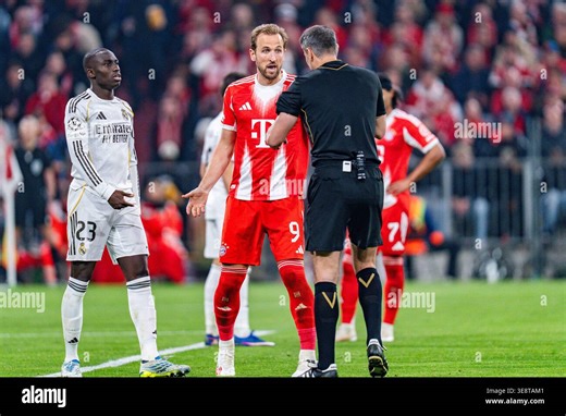 April 15, 2026, FC FC Bayern Munich vs. Real Madrid, UEFA Champions League, Quarterfinals Second Leg Harry Kane (FC FC Bayern Munich, #9) Ferland Mendy (Real Madrid, #23) Regulations prohibit any use of photographs as image sequences and or quasi video Stock Photo - Alamy