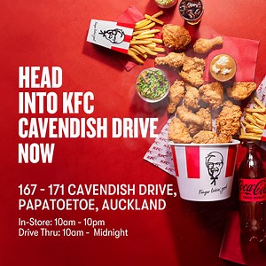 79 reactions · 17 comments | NOW OPEN! Head into KFC Cavendish Drive at 167 - 171 Cavendish Drive, open instore from 10am-10pm daily! Drive-Thru 10am - Midnight everyday! | KFC | Facebook