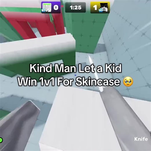 Kind man let’s kid win rivals 1v1 for a Skincase 🥹🥹🥹 #rivals #knife #roblox #fps #kindness