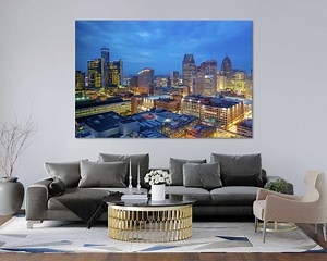 Detroit Skyline Canvas Print – Night Cityscape Wall Art Featuring Downtown Lights and Buildings – Urban Decor or Gift for Michigan Lovers - Etsy