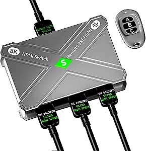 8K High-Definition Remote Switch - HDMI 2.1 Switcher 1 in 3 Out & 3 in 1 Out Bidirectional Switcher, Supports 8K@60Hz / 4K@120Hz