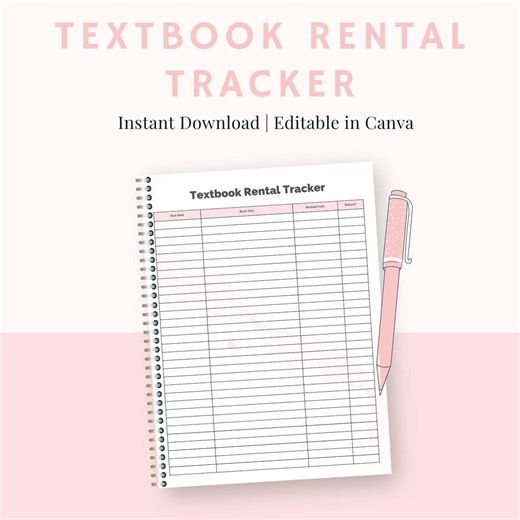 Textbook Rental Tracker Printable | College Student Organization (digital Download) - Etsy Australia