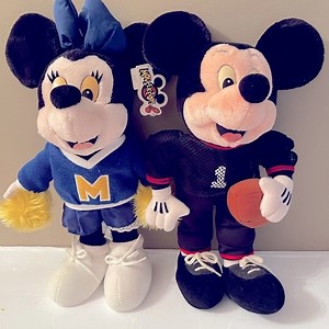 Vintage Football Mickey and Cheerleader Minnie Mouse Disneyland Walt Disney