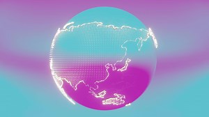 3D abstract rendition of Earth in a holographic style, offering a unique and futuristic perspective of our planet. The holographic Earth rotates gracefully, with continents and oceans shimmering.