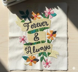 Forever and Always Embroidery Design - Floral Ribbon Banner Emb - 200x140 Mm - Etsy