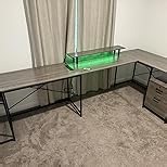 YITAHOME U Shaped Desk with Power Outlets & LED Lights, 79" Reversible L Shaped Desk with Drawers, Corner Computer Desk Office Desk with Monitor Stand & Storage Shelves, White & Gold