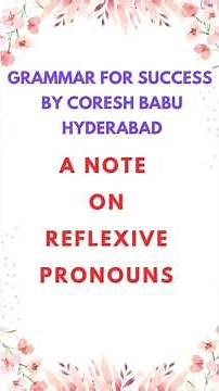 A NOTE ON REFLEXIVE PRONOUNS