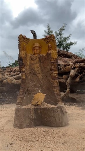 “From Wood to Wonder 🪵✨ Buddha Reveal!” #art wo #Woods statue #wood craft #buddhaartwork #buddhaart