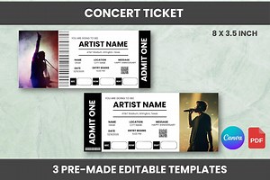 Editable Concert Ticket Template | Music Gift Voucher | Surprise Event Pass | Canva Printable PDF - Etsy