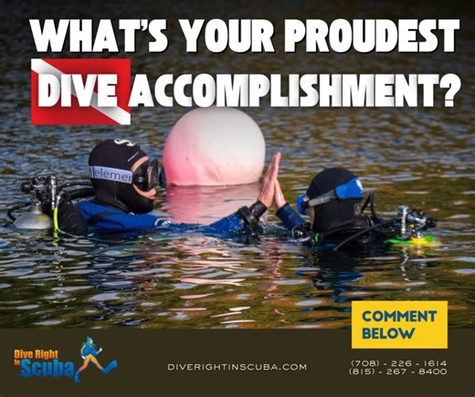 💪 Diver Achievement Check! We all have that moment underwater where we felt like we really leveled up. What’s your proudest dive skill or training accomplishment? First open water certification? Completing a wreck or deep specialty?Mastering buoyancy like a pro? Finishing a challenging course like CCR, Rescue, or Nitrox? Share your story in the comments – let’s celebrate the dives that made us better, safer, and more confident! | Dive Right In Scuba