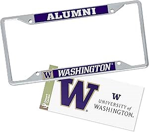 Desert Cactus Washington State University Car Accessories Metal License Plate Frame and Sticker for Front or Rear of Car (Sticker Frame Combo - Alumni)