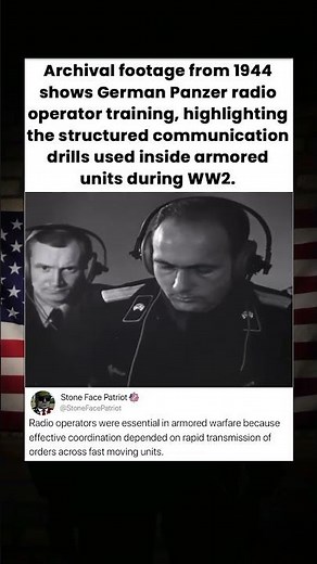 Archival footage from 1944 shows German Panzer radio operator training, highlighting the structured