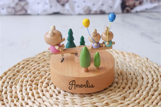 Custom Wooden Music Box, Engraved Baby Christening Gift - Etsy UK