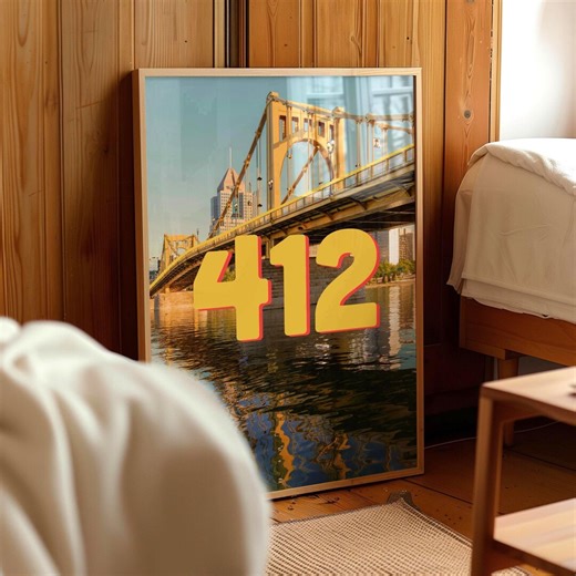 Pittsburgh 412 Area Code Poster Photography Print - Bold Retro Typography - Etsy