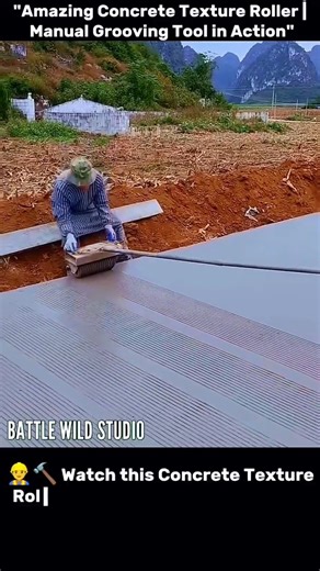 "Amazing Concrete Texture Roller | Manual Grooving Tool in Action"