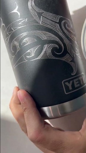 Custom engraved Yeti bottle with Māori and Hawaiian design #fyp #art #etching #engraving #culture
