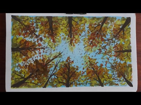 Paint a vibrant autumn forest with me | step by step gouache tutorial | calming painting video