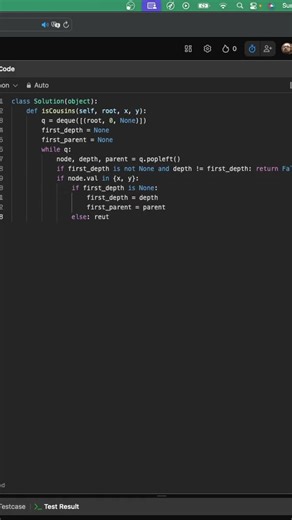 Leetcode 993: Cousins in Binary Tree #coding #python #correctcoding #programming #code