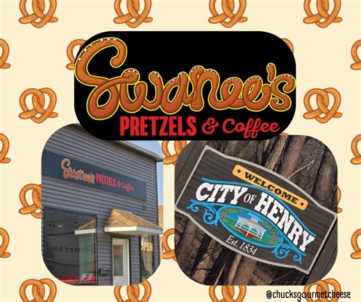 We’re excited to share that Chuck’s Gourmet Cheese spreads are now available at Swanee's Soft Pretzels in Henry, Illinois! Nothing pairs better than a fresh pretzel and creamy cheese, and we’re thrilled to partner with another local favorite who shares our love of great flavor and community. Stop in, grab a pretzel, and take home your favorite Chuck’s spread! #chucksgourmetcheese #chuckscheese #swaneespretzels #CheeseLover | Chuck's Cheese Co.