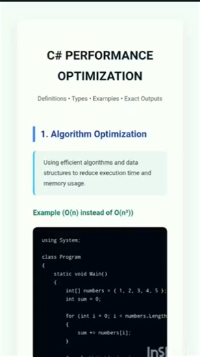C# Performance Optimization – Every Developer Must Know! | Explained in 35 seconds 😱 | viral shorts