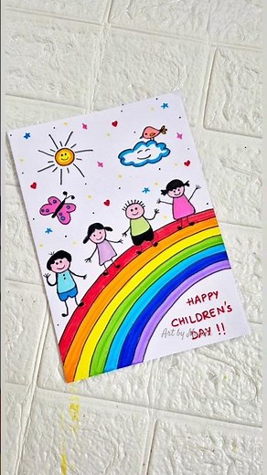 Children's day card 💞#shorts #viralshort #childrensday #14november #bome #painting #drawing #diy