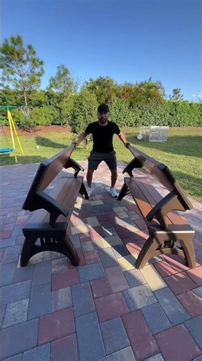 This Converta Bench instantly upgraded my backyard #outdoorfurniture #bench #convertabench #qvc