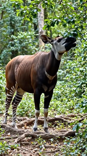 Is it a zebra or a giraffe? Meeting the beautiful and shy okapi today. #forest