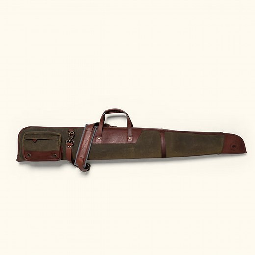 Dakota Waxed Canvas Shotgun Case | Green w/ Dark Briar Leather